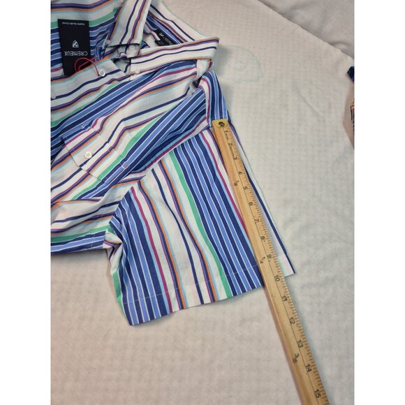 Cremieux Men's Shirt Size XXL Stripes  Short Sleeve Button-Up Casual Cotton (56 - Picture 9 of 9